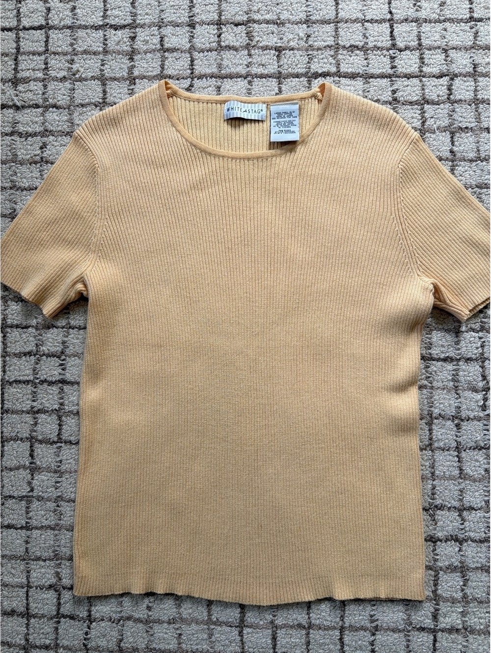 Womens short sleeve butter yellow grandma cottage core preppy Academia knit top